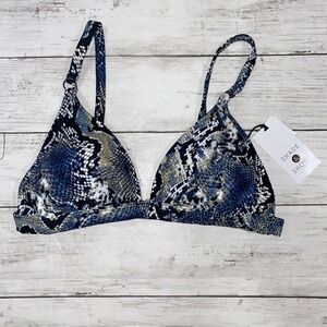 Snakeskin Bikini Top Small Blue Shade & Shore Swim NEW Target Removable Pads S